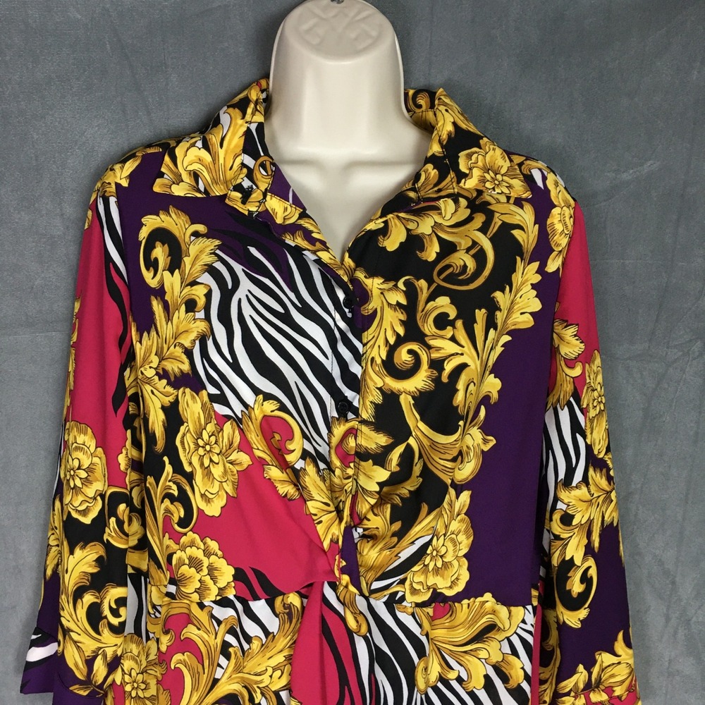 7th Ave New York & Company Maxi Dress Purple M Baroque Slip Twist Maximalist - Picture 5 of 16